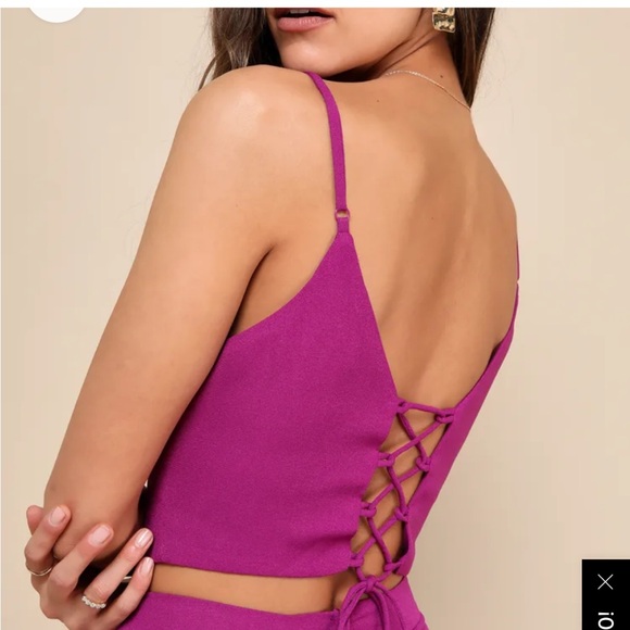 Lulus out-tonight two piece jumpsuit magenta - Picture 5 of 6